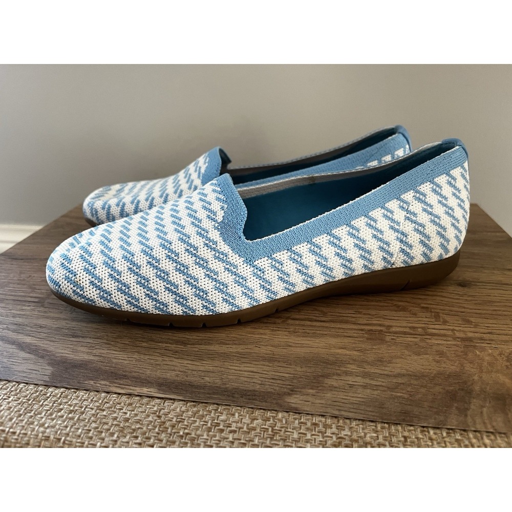 Comfortview Knit Slip On Flats Womens 9M Madie Stretch Blue Casual Shoes W1